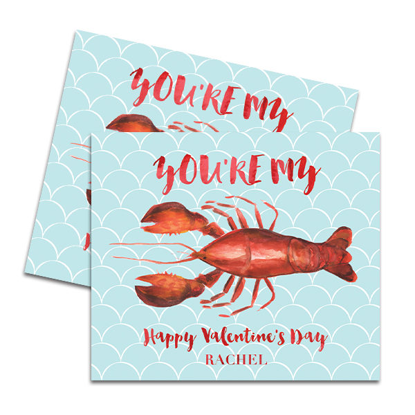 Download You Re My Lobster Nautical Themed Personalized Printable Mini Valentine Card Pineapple Paper Co