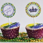 Mardi Gras King Cake Cupcakes with Free Printable Cupcake Toppers by Pineapple Paper Co.