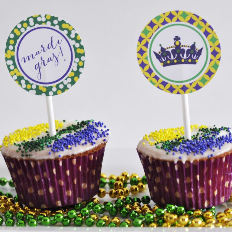 Free Mardi Gras Printable Cupcake Toppers