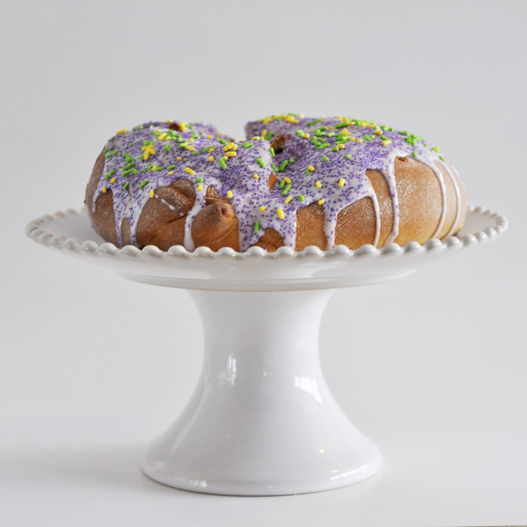 Traditional Mardi Gras King Cake Easy Recipe with Cream Cheese by Pineapple Paper Co.