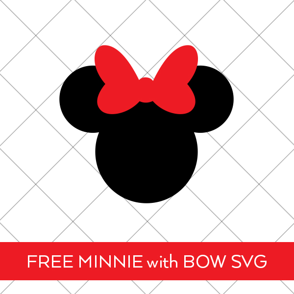 Minnie Mouse Head with Bow SVG on grid background