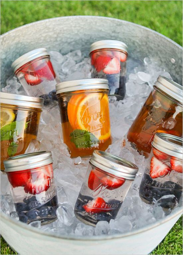 cocktails in mason jars for outdoor party
