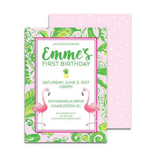 Flamingo and Pineapple Birthday Invitation by Pineapple Paper Co.
