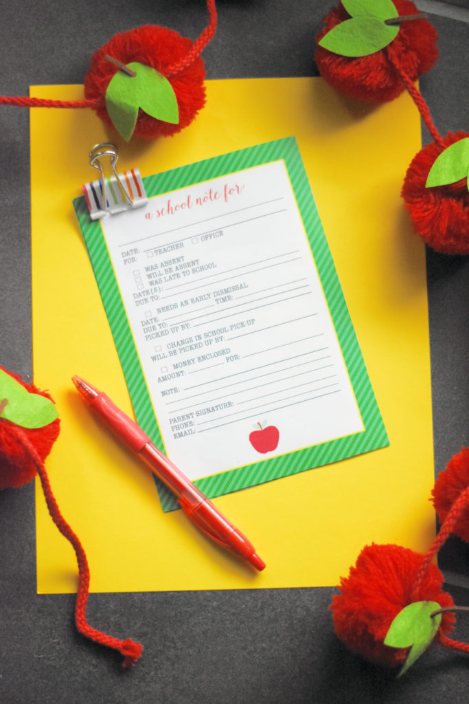 back to school printable note