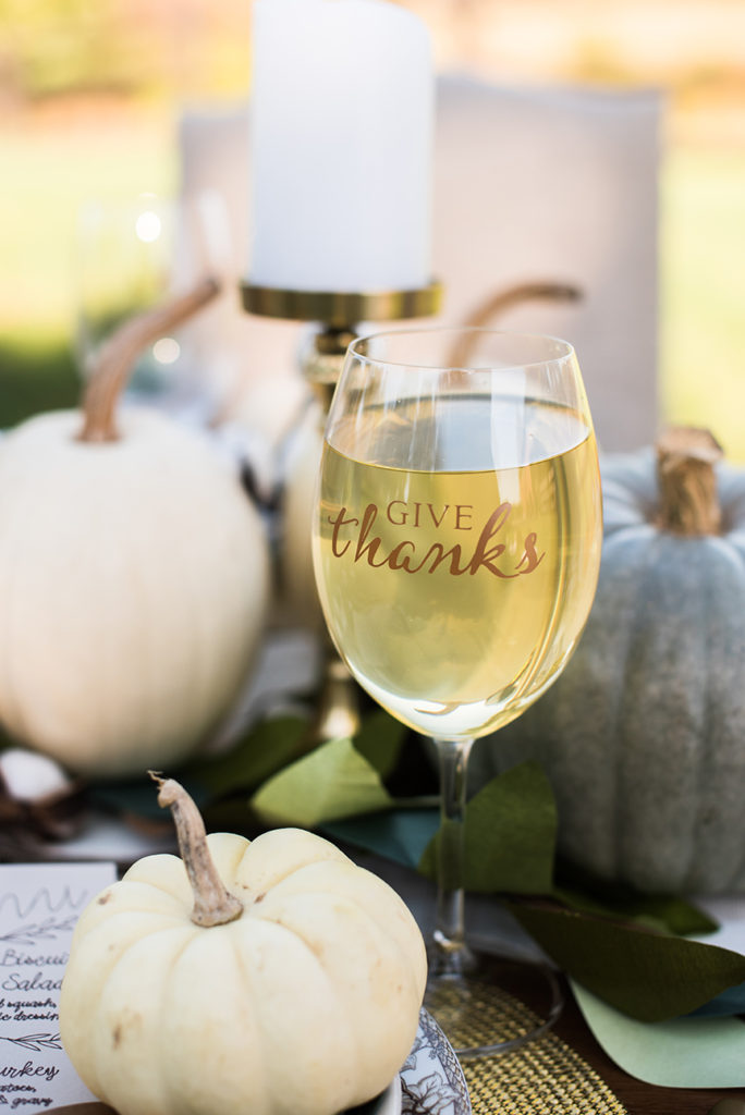 Give Thanks Wine Glasses for Rue Magazine and Cricut by Pineapple Paper Co.