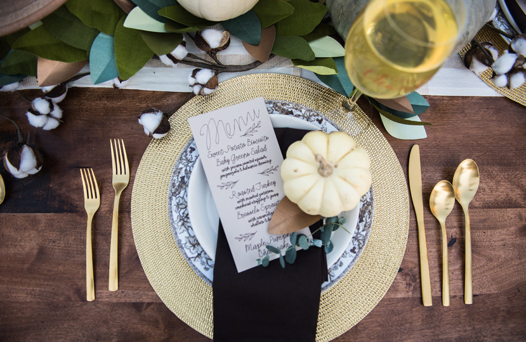 Thanksgiving Menu Card and Placesetting for Rue Magazine and Cricut by Pineapple Paper Co.