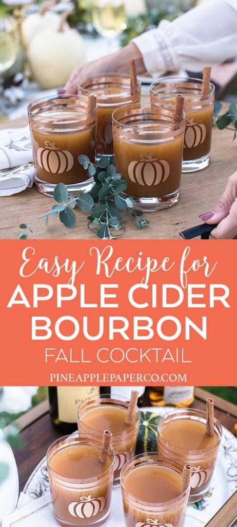 Apple Cider Bourbon Cocktail Recipe by Pineapple Paper Co. for an Easy Thanksgiving Cocktail