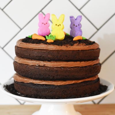 Easy Easter Chocolate Cake Idea with Peeps Bunny Marshmallows