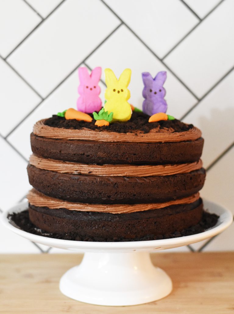 Easy Easter Chocolate Cake Idea with Peeps Bunny Marshmallows