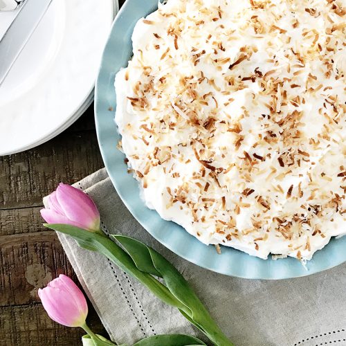 Old Fashioned Coconut Cream Pie Recipe by Pineapple Paper Co.
