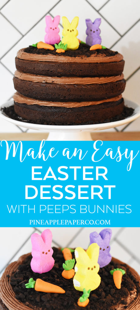 Easy DIY Easter Chocolate Cake Idea with Simple Fondant and Bunny Decorations by Pineapple Paper Co.