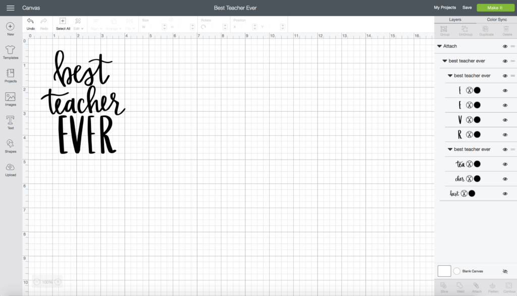 Best Teacher Ever SVG Cricut Design Space