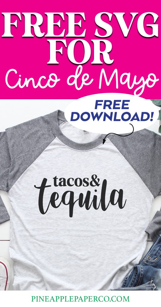 diy cinco de mayo shirt with free tacos & tequila file iron on