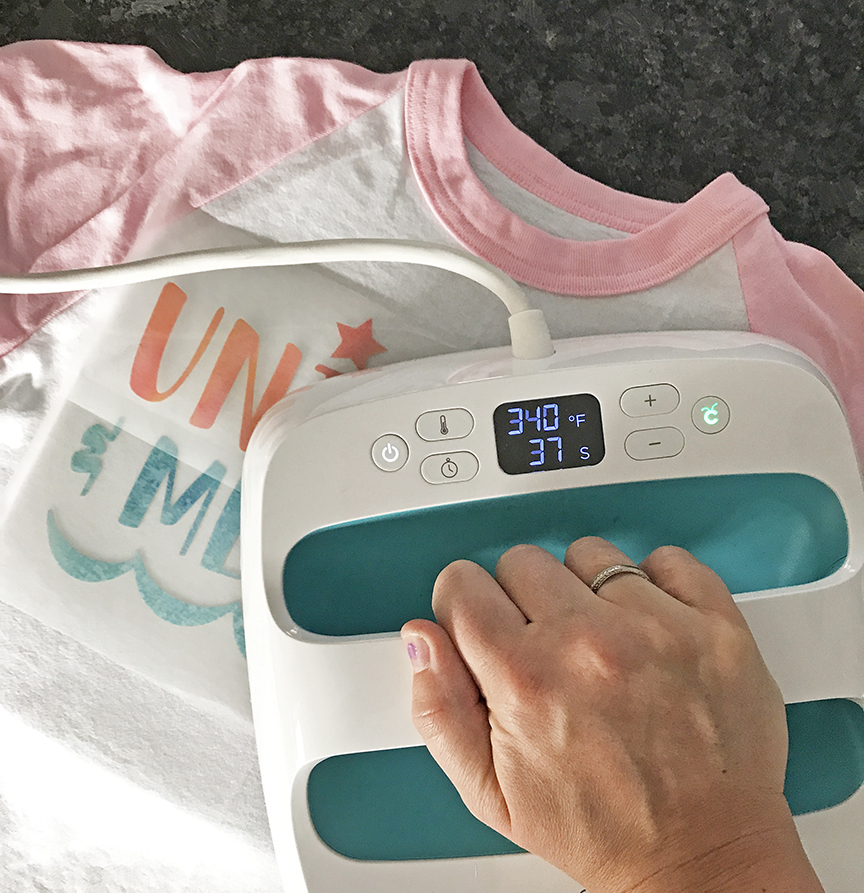 Cricut EasyPress to make Unicorn Birthday Shirt