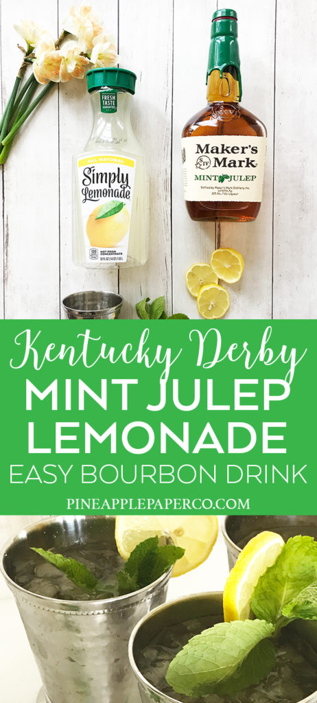 Mint Julep Lemonade Recipe Ingredients for Kentucky Derby and Summer Cocktails by Pineapple Paper Co.