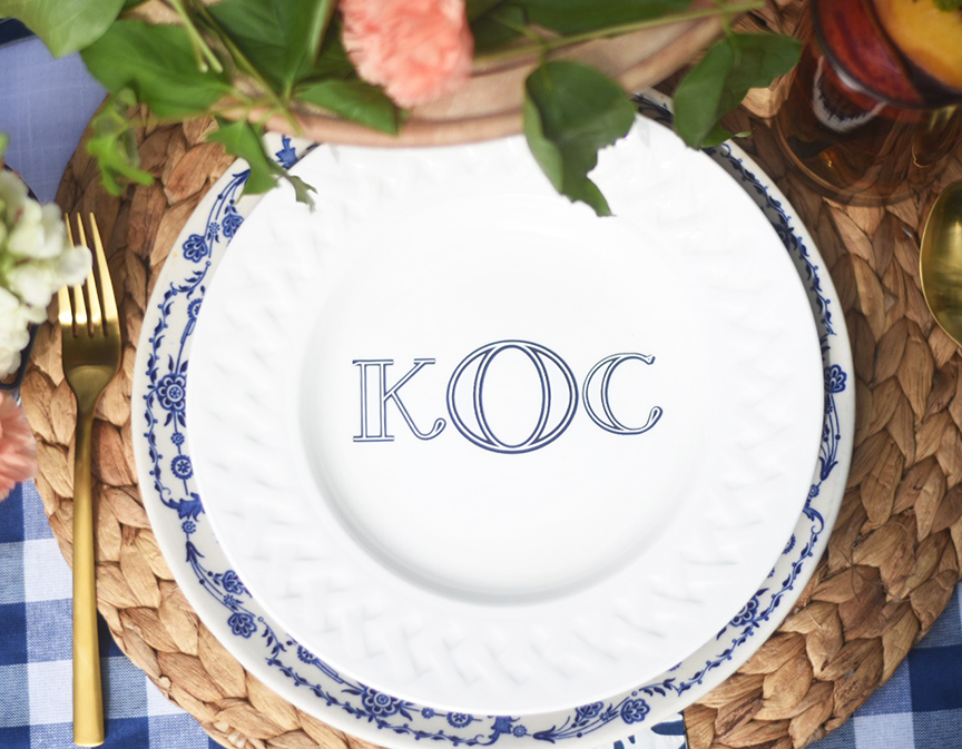 DIY Monogrammed Blue and White Plate by Pineapple Paper Co.