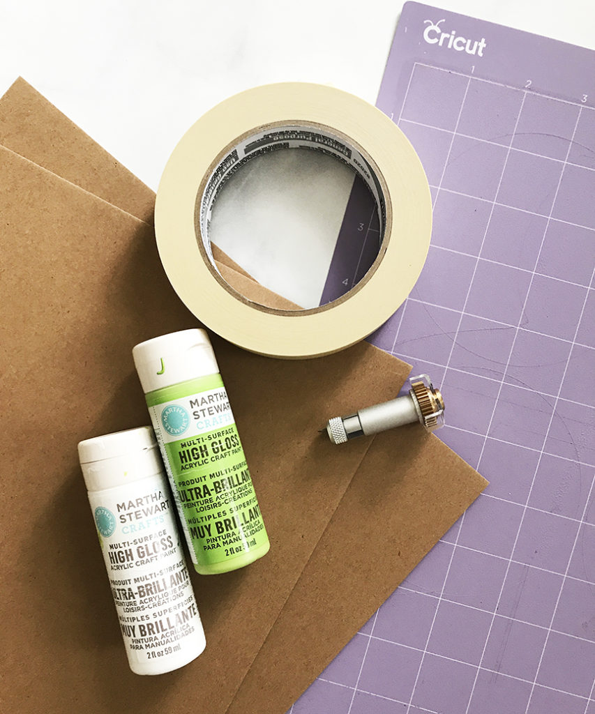 Cricut Knife Blade with Cricut Chipboard, Cricut StrongGrip mat, and craft supplies