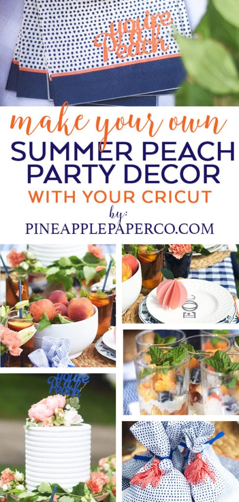 DIY Peach Summer Party Ideas with Cricut, Martha Stewart, and Michaels by Pineapple Paper Co.