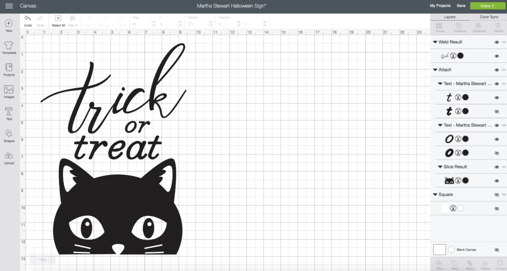 Cricut Design Space Trick or Treat Black Cat Design