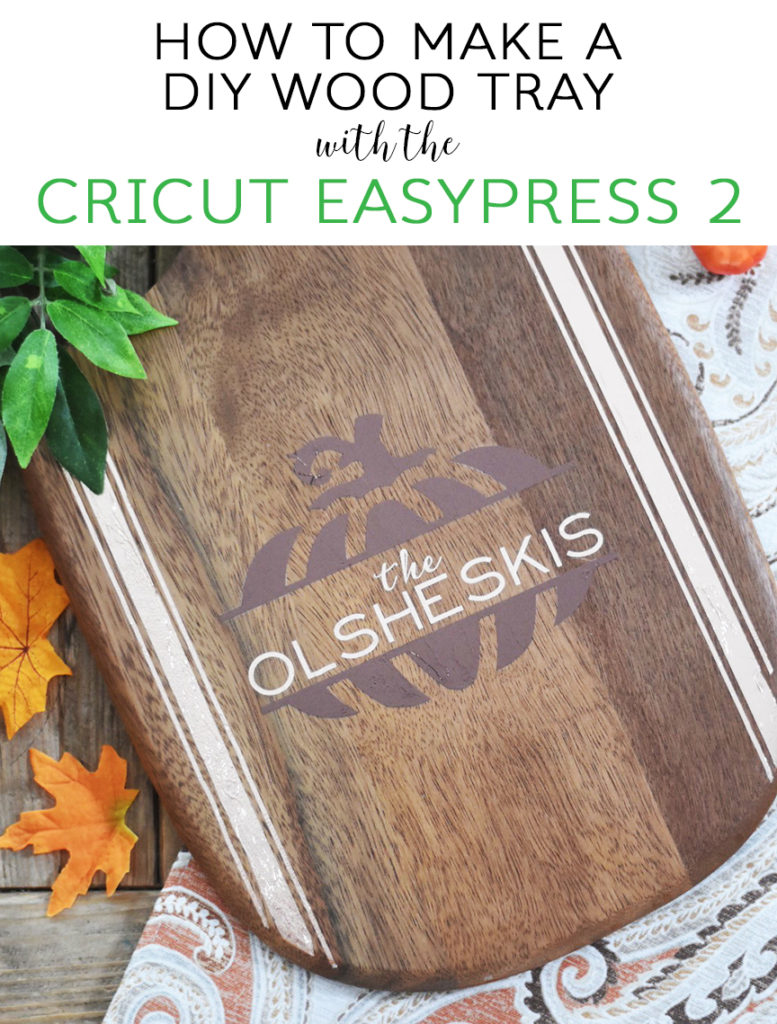 DIY Wooden Tray with Pumpkin made with Cricut EasyPress 2