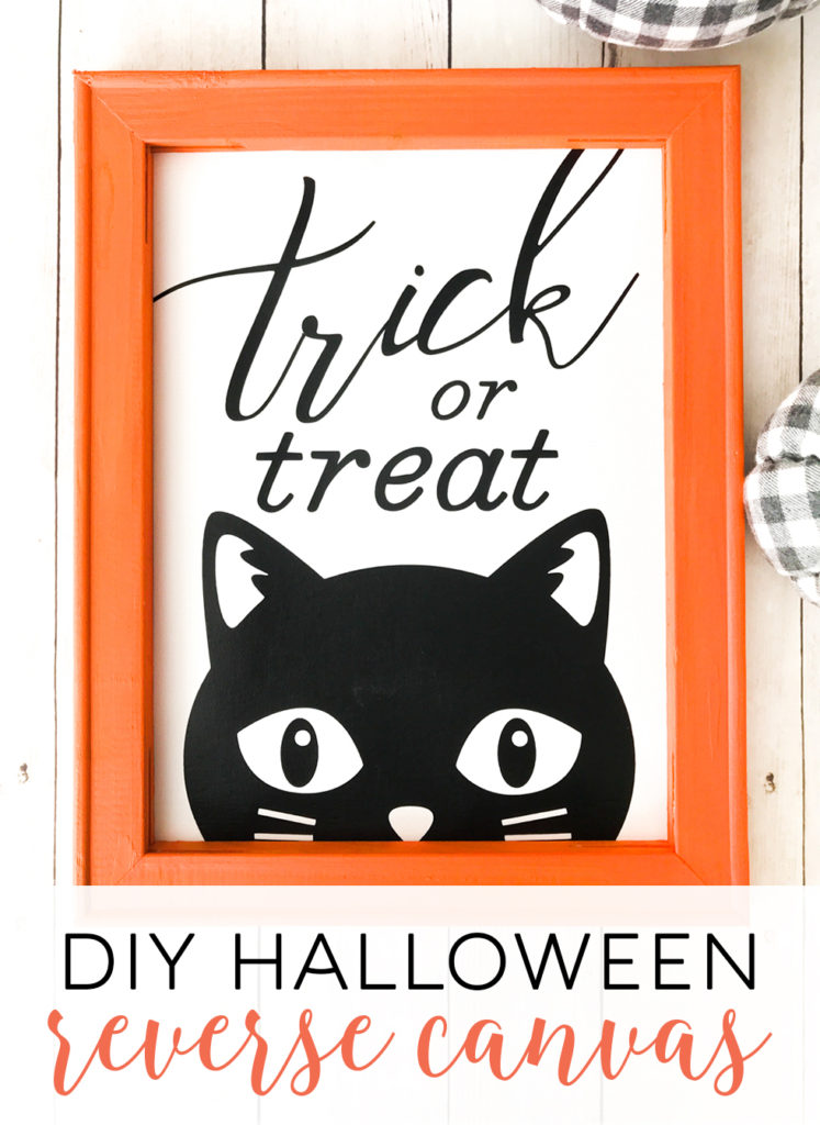 Trick or Treat Halloween Reverse Canvas DIY Project with Martha Stewart Black Cat