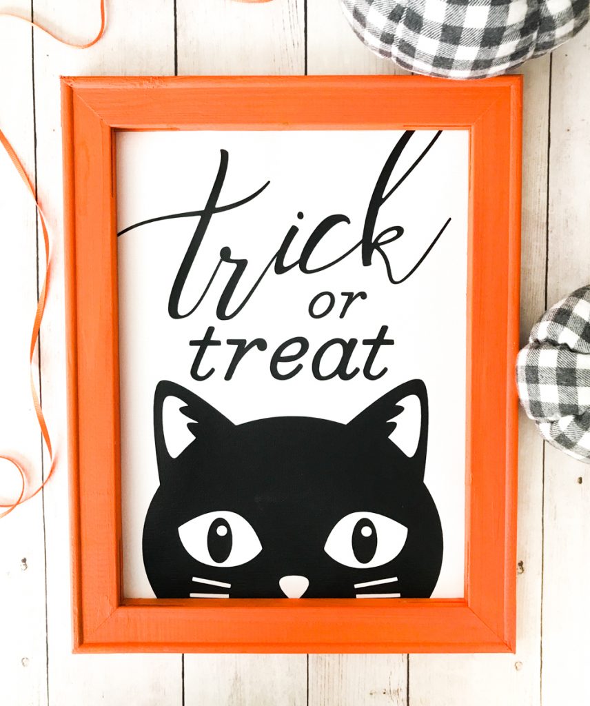 Black Cat Trick or Treat Halloween Reverse Canvas Project 