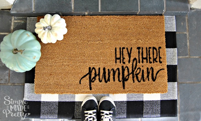 DIY Front Porch Doormat - Hey There Pumpkin