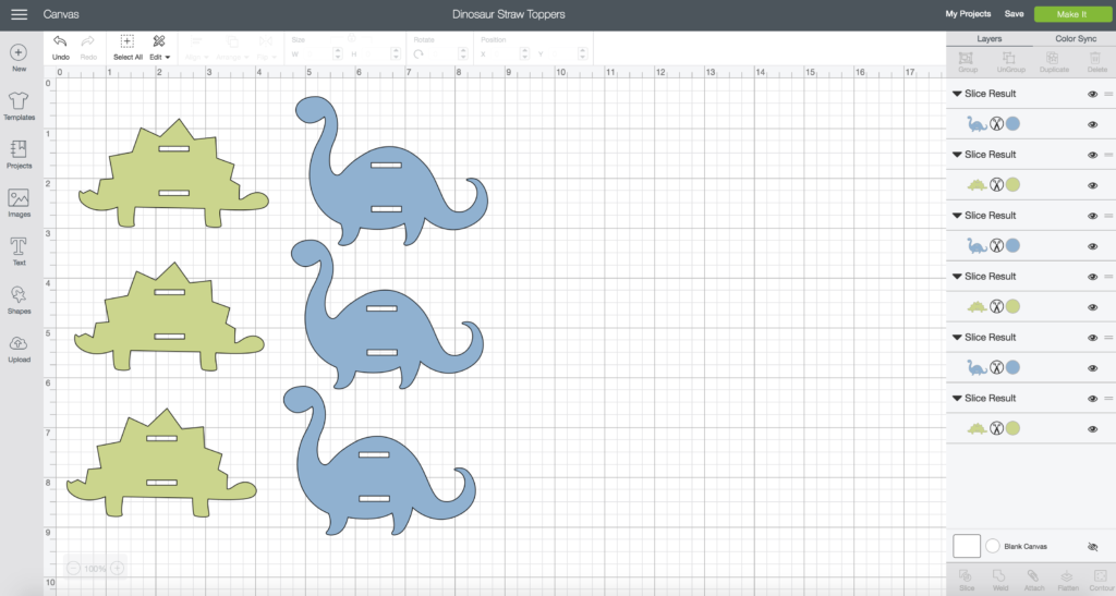 Dinosaur Straw Toppers in Cricut Design Space