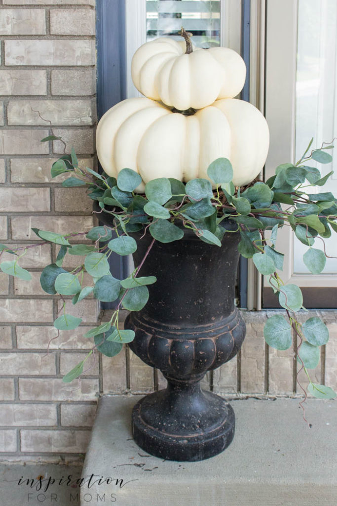 DIY White Pumpkin Topiary