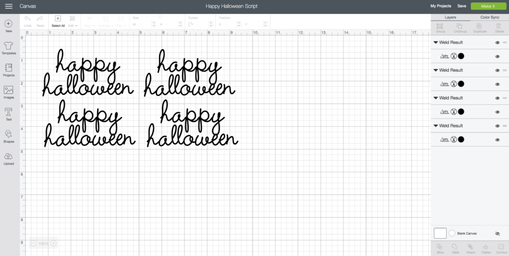 Happy Halloween Script in Cricut Design Space