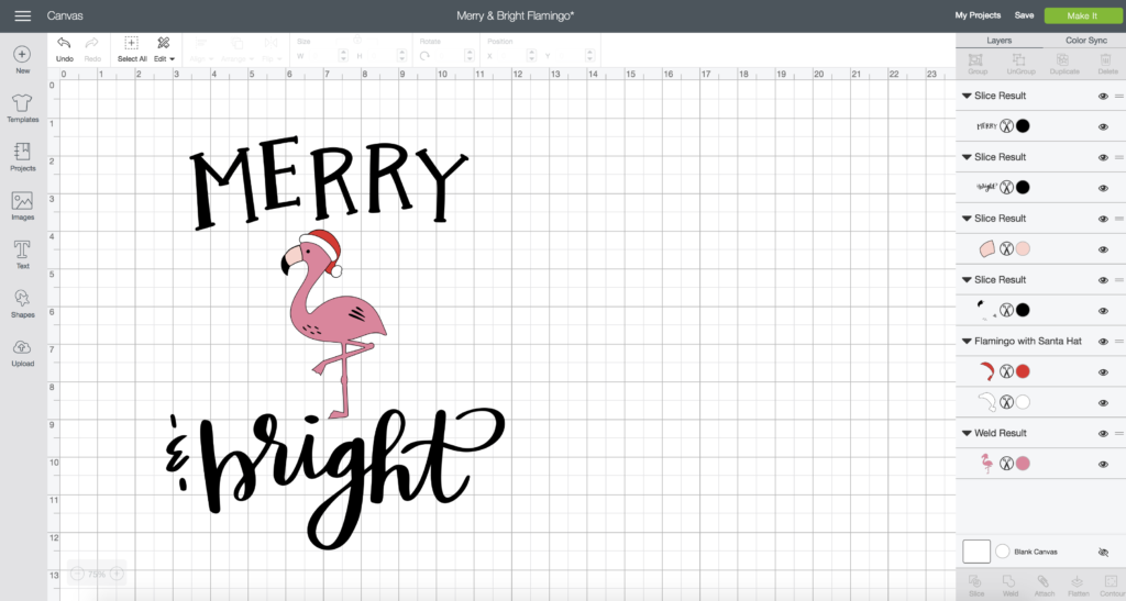 Make a DIY Christmas Flamingo Sign with a Merry & Bright FREE Christmas SVG by Pineapple Paper Co. #diyyourholiday #cricut #cricutmade #freesvg #svgfile #flamingo #merryandbright #handlettered #holidaycraft