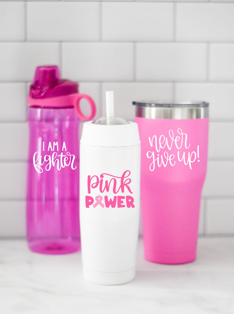 How to Make a Breast Cancer Awareness Water Bottles and Tumblers with your Cricut by Pineapple Paper Co.
