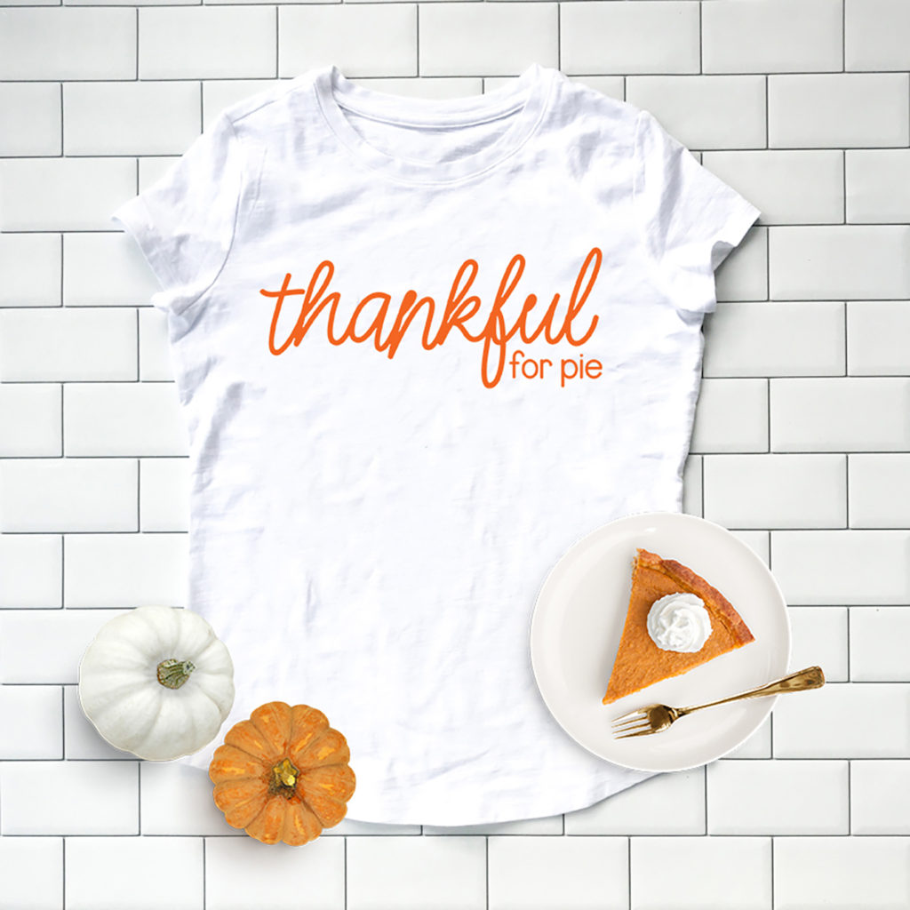 Make DIY Cricut Thanksgiving Shirts with New Thanksgiving Designs in Cricut Design Space by Pineapple Paper Co.
