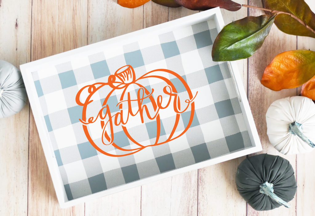 Download a FREE Thanksgiving SVG and make a DIY Wooden Gather Tray or Sign by Pineapple Paper Co.