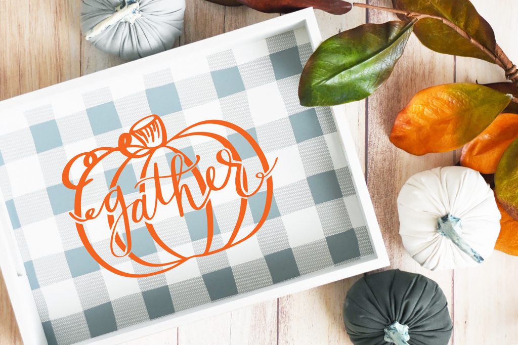 Download a FREE Thanksgiving SVG and make a DIY Wooden Gather Tray or Sign by Pineapple Paper Co.