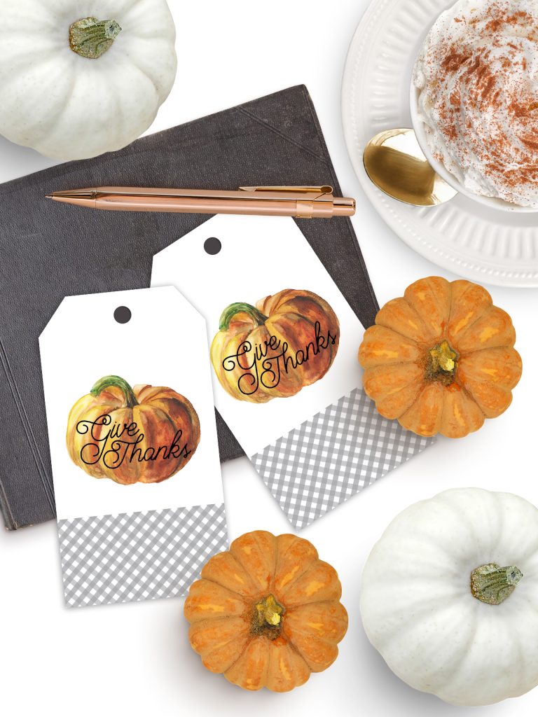 FREE Thanksgiving Printable Tags – Gingham Pumpkin