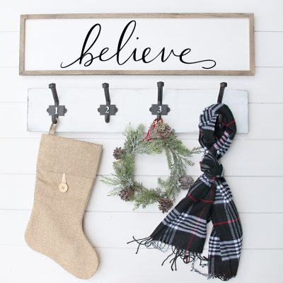 Free Believe Christmas SVG Cut File + DIY Christmas Wall Sign