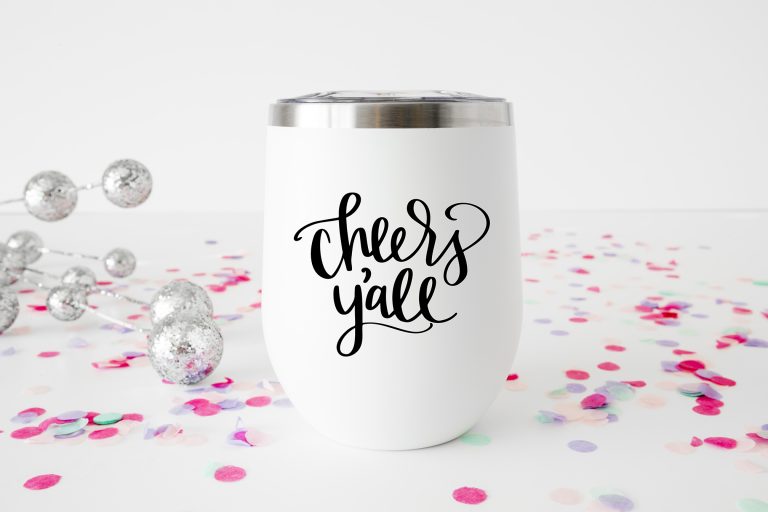 Free Cheers Y’all New Years SVG File + Make a New Years Wine Glass