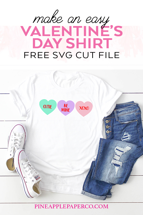 Valentine's Day Shirt with Colorful Conversation Hearts SVG by Pineapple Paper Co.