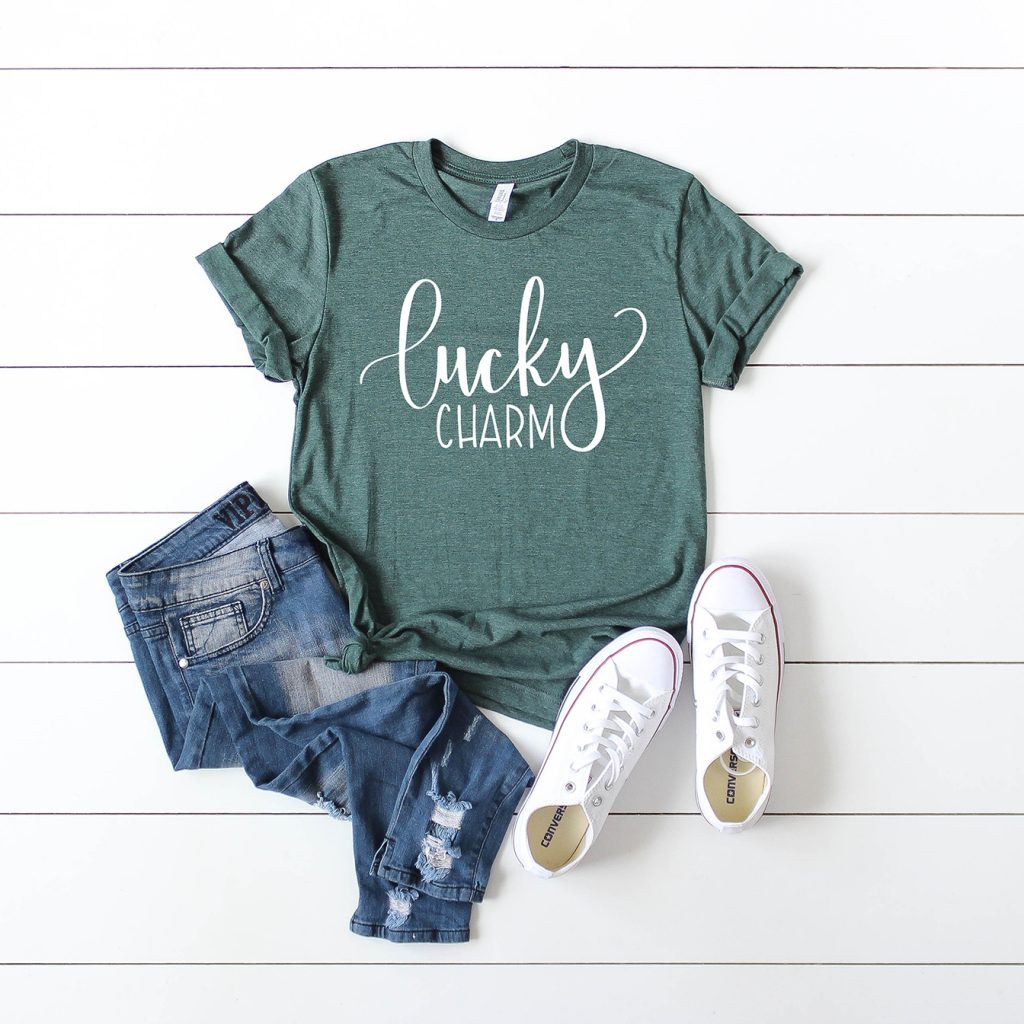 FREE St. Patrick's Day SVG on Green Shirt or Grid designed by Pineapple Paper Co.