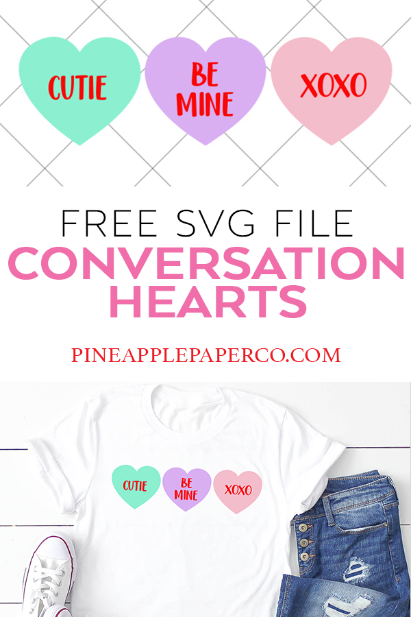 Valentine's Day Shirt with Colorful Conversation Hearts SVG by Pineapple Paper Co.