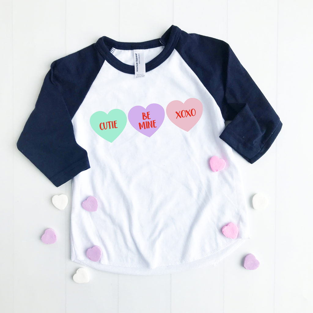 Valentine's Day Shirt with Colorful Conversation Hearts SVG by Pineapple Paper Co.