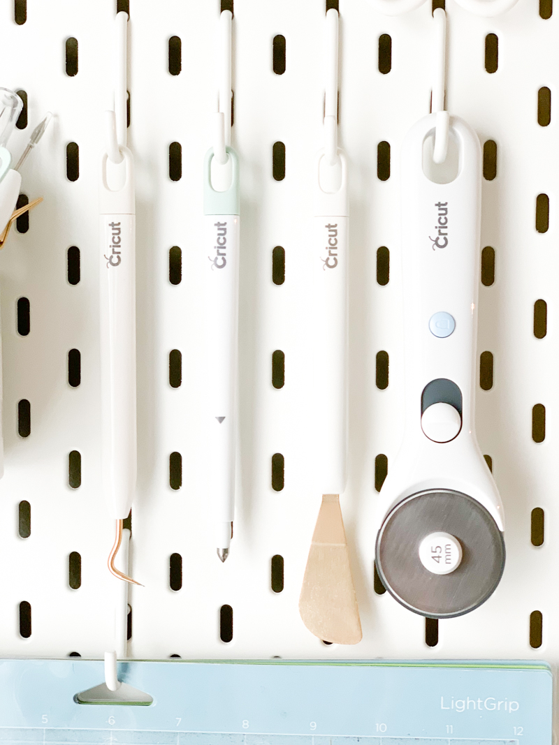 Cricut Tools on IKEA Pegboard - Cricut Craft Room Organization Ideas, Tips, and Tricks by Pineapple Paper Co.