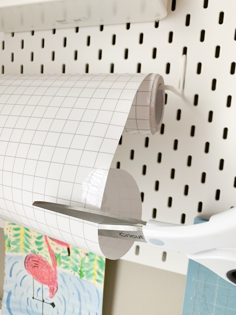 Cricut Scissors Cutting Cricut Transfer Tape from IKEA Pegboard
