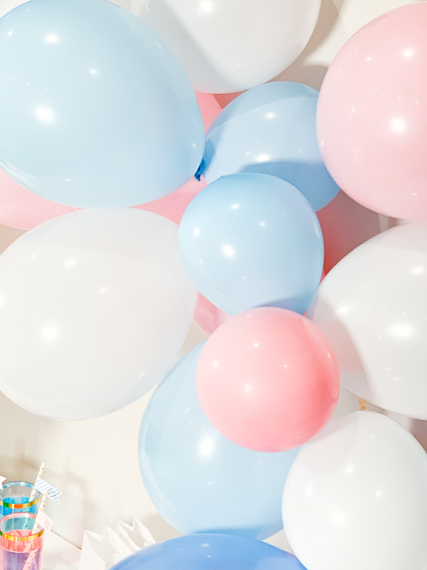 Pink, Blue, and White Balloon Arch for Gender Reveal or Baby Shower by Pineapple Paper Co.