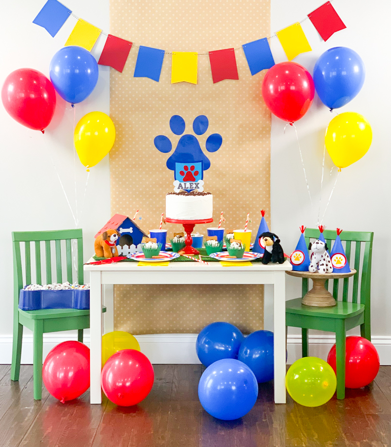 DIY Puppy Party and Paw Patrol Party Ideas made with the Cricut Maker for Puppy Birthday Party by Pineapple Paper Co.