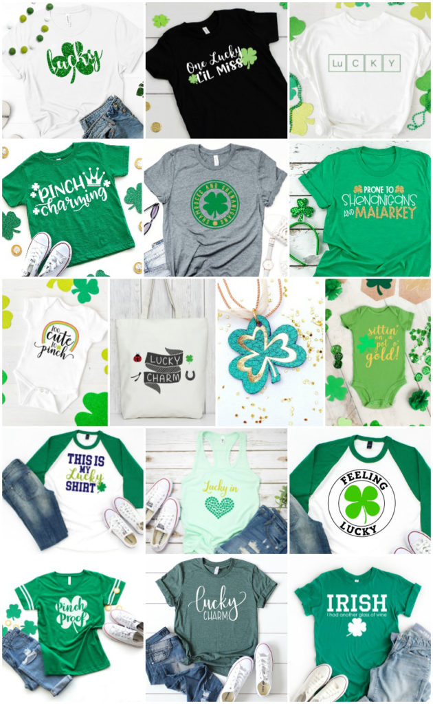 FREE St. Patrick's Day SVG on Green Shirt or Grid designed by Pineapple Paper Co.