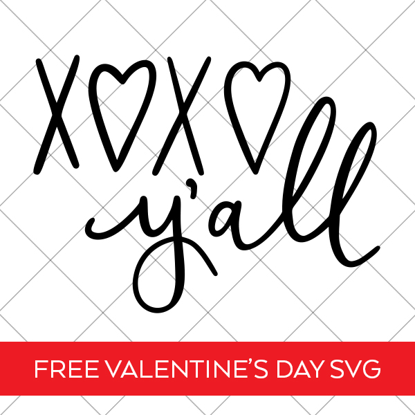 XOXO Y'all Valentine SVG File on grid background for Cricut and Silhouette Pineapple Paper Co.