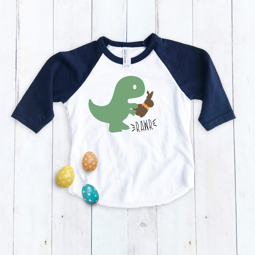 Dinosaur Easter Shirt for Boy with Easter Eggs by Pineapple Paper Co.