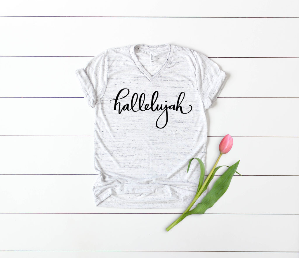 Hallelujah Religious Easter Shirt SVG Hand Lettered by Pineapple Paper Co.